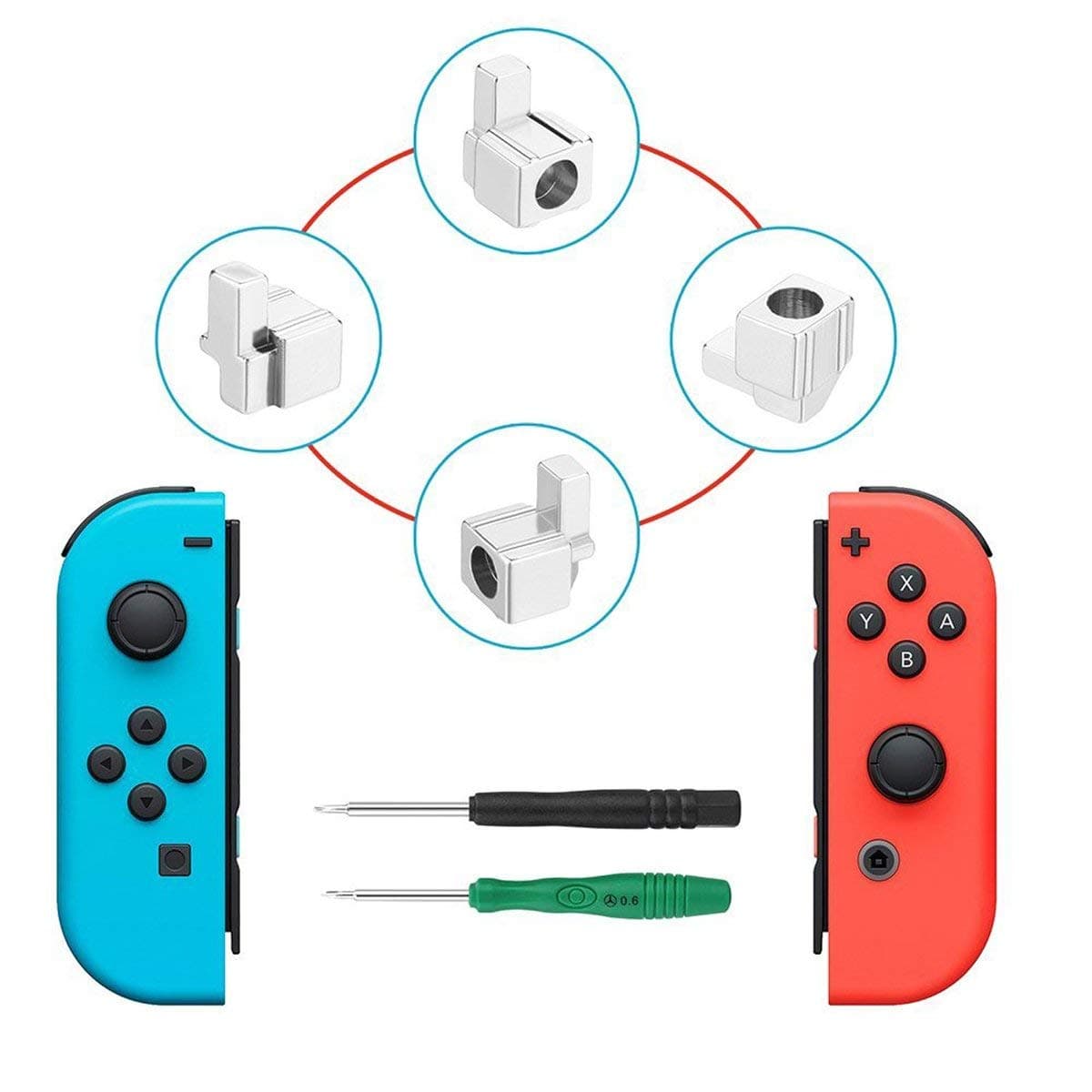 Latch Replacement for Nintendo Switch NS Joy Con with Screwdrivers, iKNOWTECH Metal Lock Buckles Repair Tools Kit for Nintendo Switch NS Joy Con with Screwdrivers
