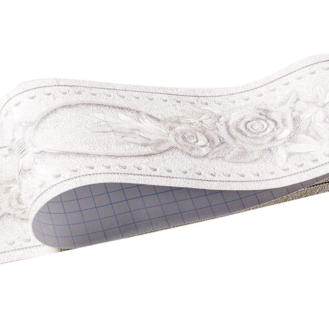 HBOS Elegant Vintage Wall Decal Border 3D Rose Pattern Peel and Stick Waterproof Removable Wallpaper Sticker Decoration for Living Room Bathroom Kitchen Tiles