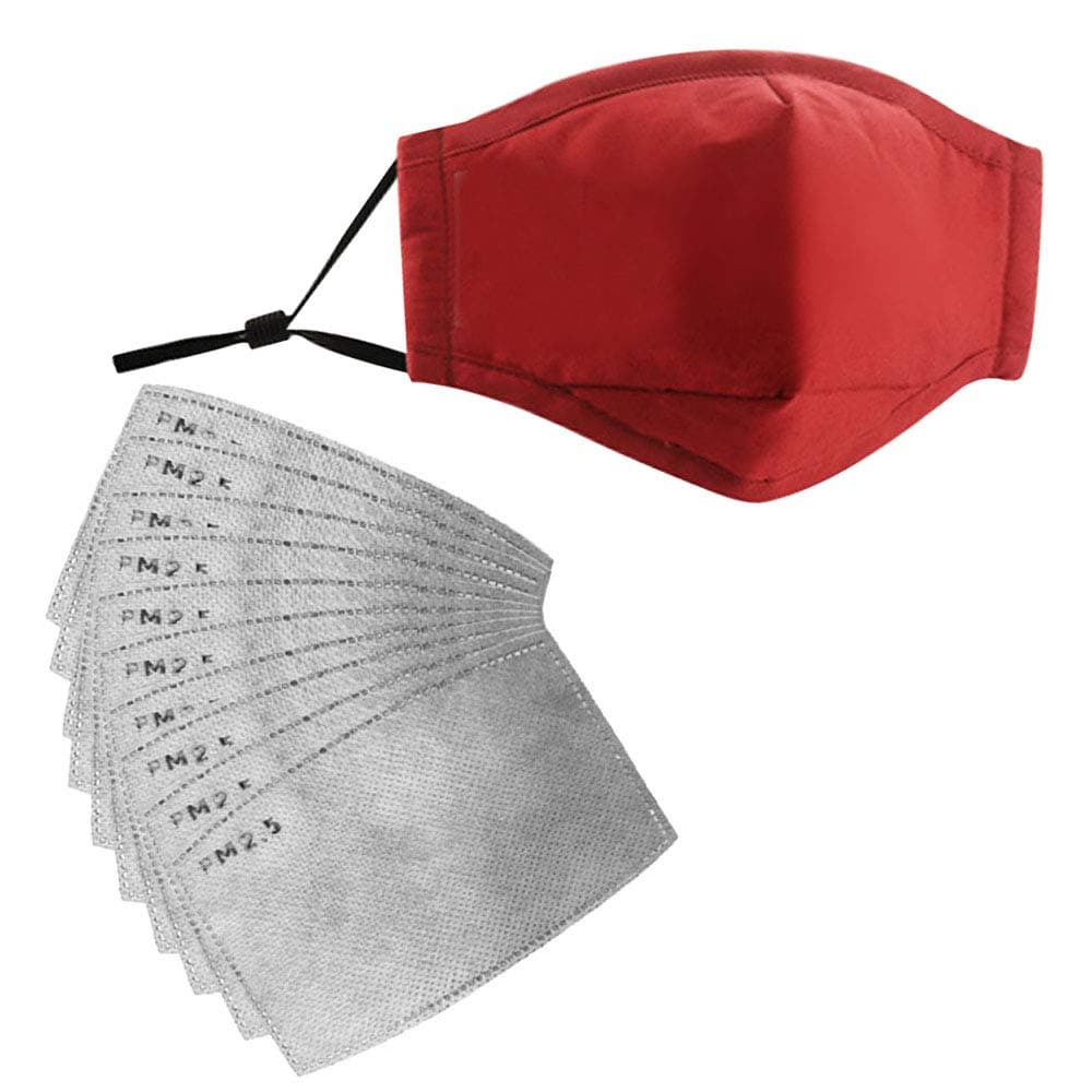 Wash Reusable Mask,4 Layer Activated Carbon Filter Insert -Great for Personal Health (1 mask and 10 Filters)