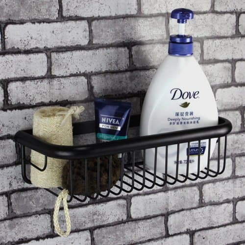 Modern Wall Mount Rectangle Shaped Solod Brass Shower Wire Basket and Storage Caddy Soap Wire Basket Shower Holder Oil Rubbed Bronze Finish (Rectangle 30cm, Oil Rubbed Bronze)