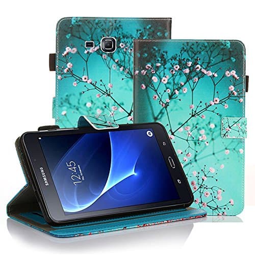 LeCase Galaxy Tab A Case (7.0 Inch), Card Slots, Magnetic Closure, Flip Leather Case With Adjustable Stand For Samsung Galaxy TAB A 7.0 (SM-T280 / SM-T285) Tablet, Cherry Blossom