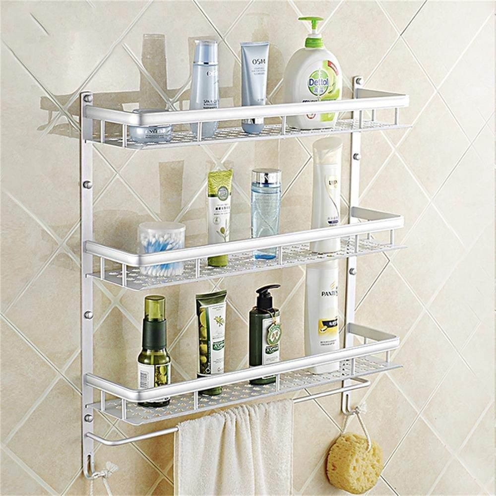 Bathroom Wall Mount Rack Three (3) Layer Toilet Vanity (Size: 40 cm)-50 cm Shelf with Towel Shower Shelf with Shower Corner Shelf Bathroom Shelf with Corner Bathroom Shelf Bathroom Corner Shelf