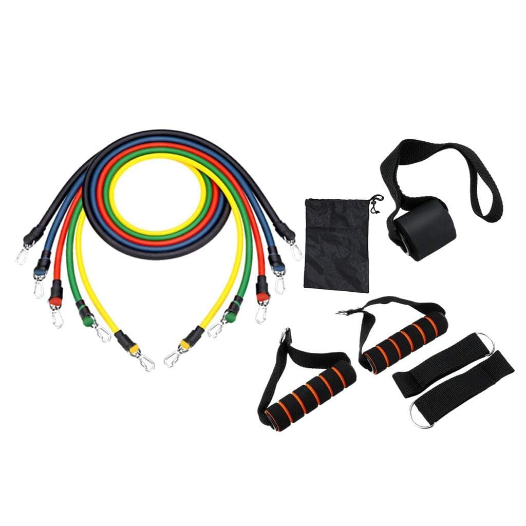 Resistance Bands Set, Include 5 Exercise Bands with Pull Tube, Foam Handles, Ankle Straps,Door Anchor for Resistance Training, Physical Therapy, Home Workouts (11 Pcs/Set)