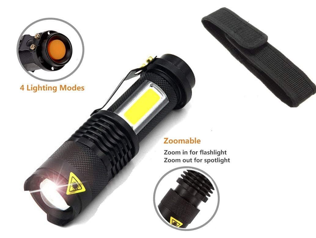 THINK3 Aluminium Alloy Mini LED Torch Flashlight , Black