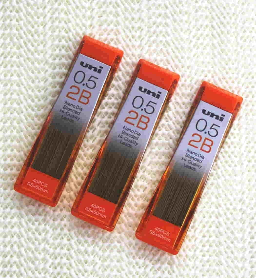Strength & Deep & Smooth -Uni-ball Extra Fine Diamond Infused Pencil Leads, 0.5 mm-2B-Nano Dia 40 Leads x 3 Pack/Total 120 Leads/(With Our Shop Original Product Description)
