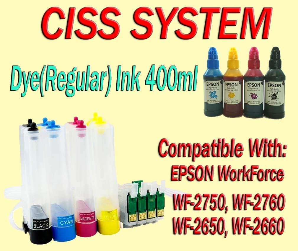 CISS Continuous Ink System for Epson Workforce WF-2750 WF-2760 WF-2660 WF 2650