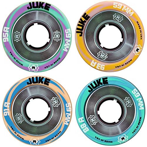 Atom Juke 4.0 Quad Roller Skate Wheels with Alloy Hub 59x38mm 88A Hardness 8pk + Devaskation Bag New for 2016