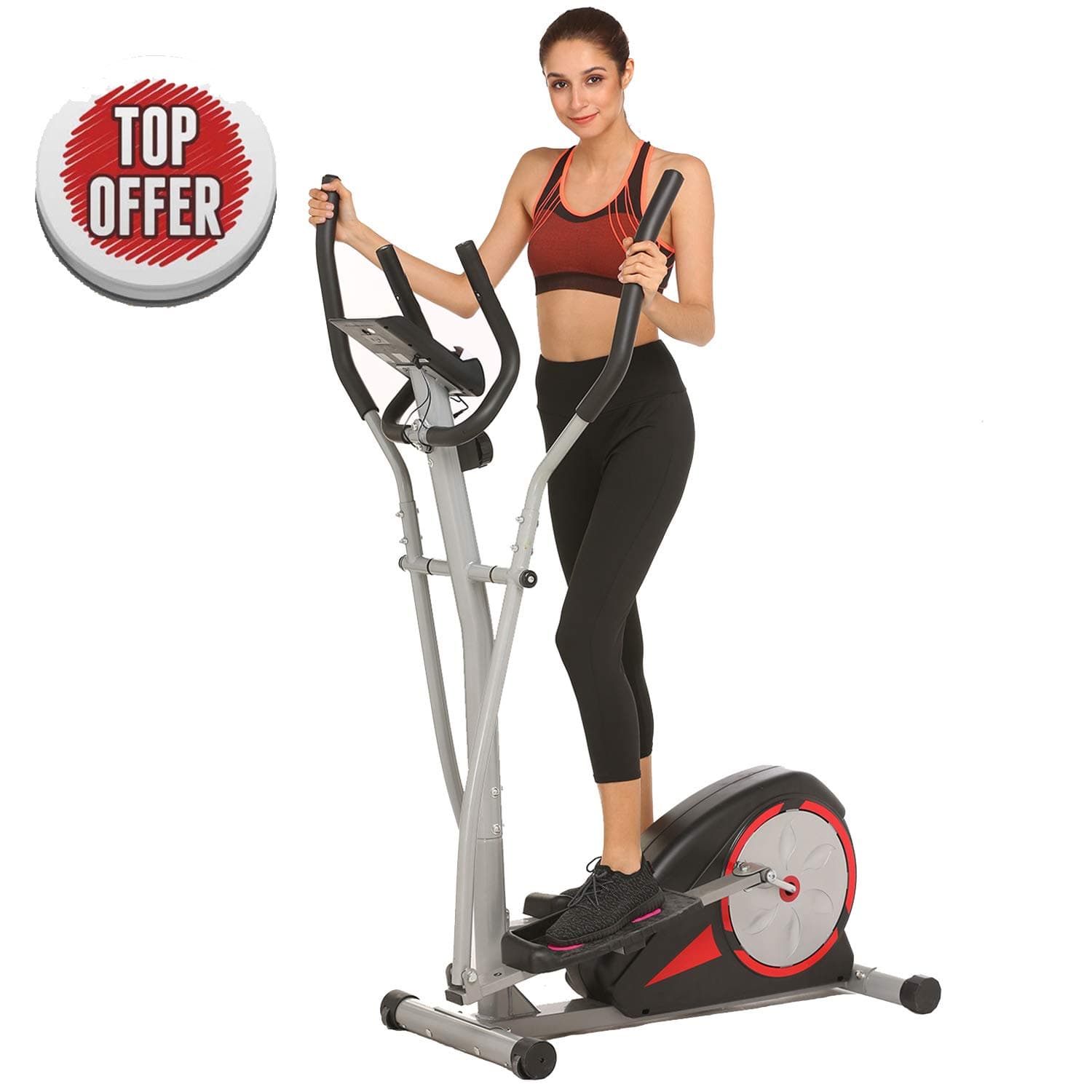 Elliptical Machine Eliptical Exercise Trainer Machine for Home Use Magnetic Smooth Quiet Driven, Top Levels Elliptical Trainer (Black)