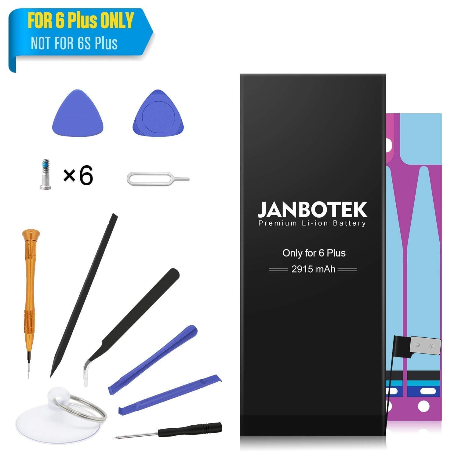 JANBOTEK 2915mAh Replacement Battery Compatible with iPhone 6 Plus Including Repair Tool Kits, Adhesive Strip - 24 Month Warranty