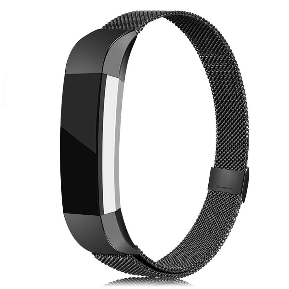 LNOOIU Bands Compatible with Fitbit Alta, Replacement for Alta HR Stainless Steel Bands Adjustable Accessory Wristband for Alta Bracelet Women Men Girls Boys (Black Small)