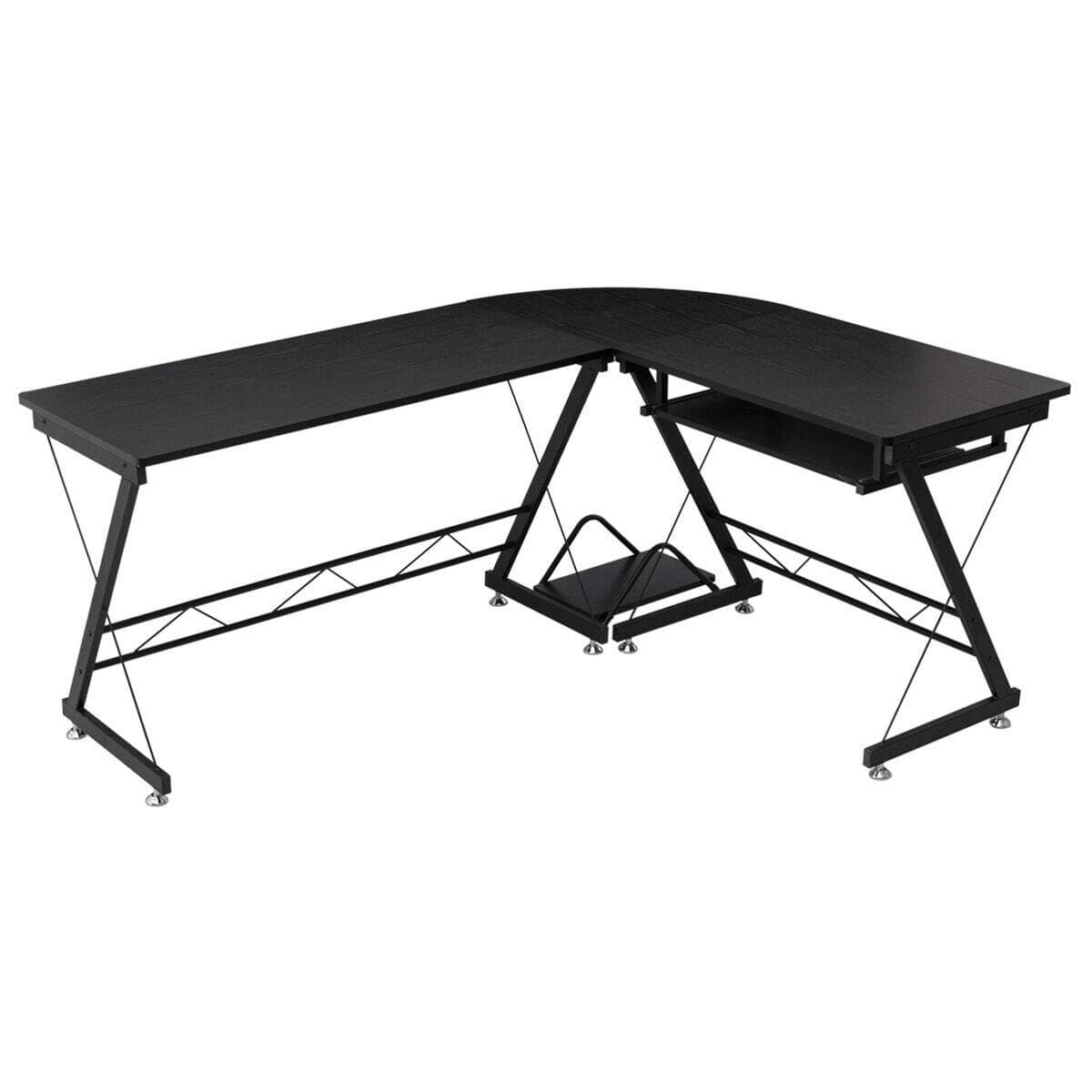 LordBee L-Shape Corner Computer Study Desk MDF, Steel Large Comfortable Wipe-Clean Surface Home Office Workstation