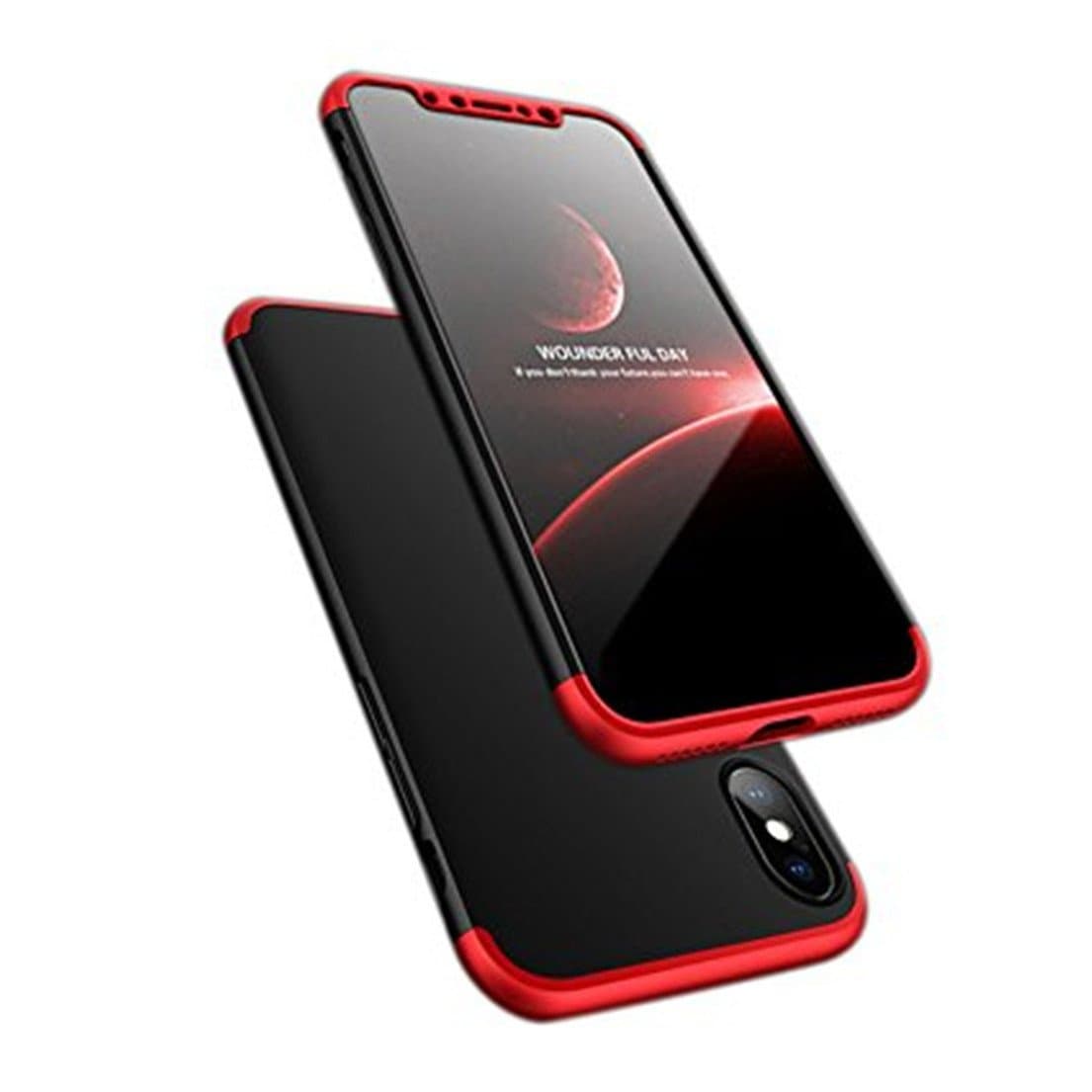 Samhe for iPhone X Case 3 in 1 Ultra Thin Anti-Scratch 360 Degree Full Protection Hard Cover Case with Screen Protector for Apple iPhone X (red+Black+red)
