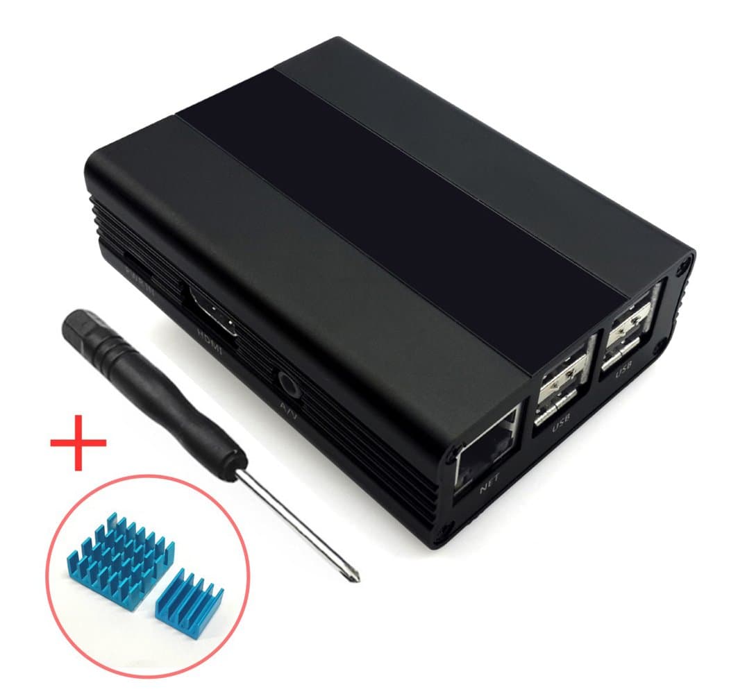 Corkea Raspberry Pi 3 ,Pi 2, B+ Premium Metal Case with Heatsink Screw Driver Black