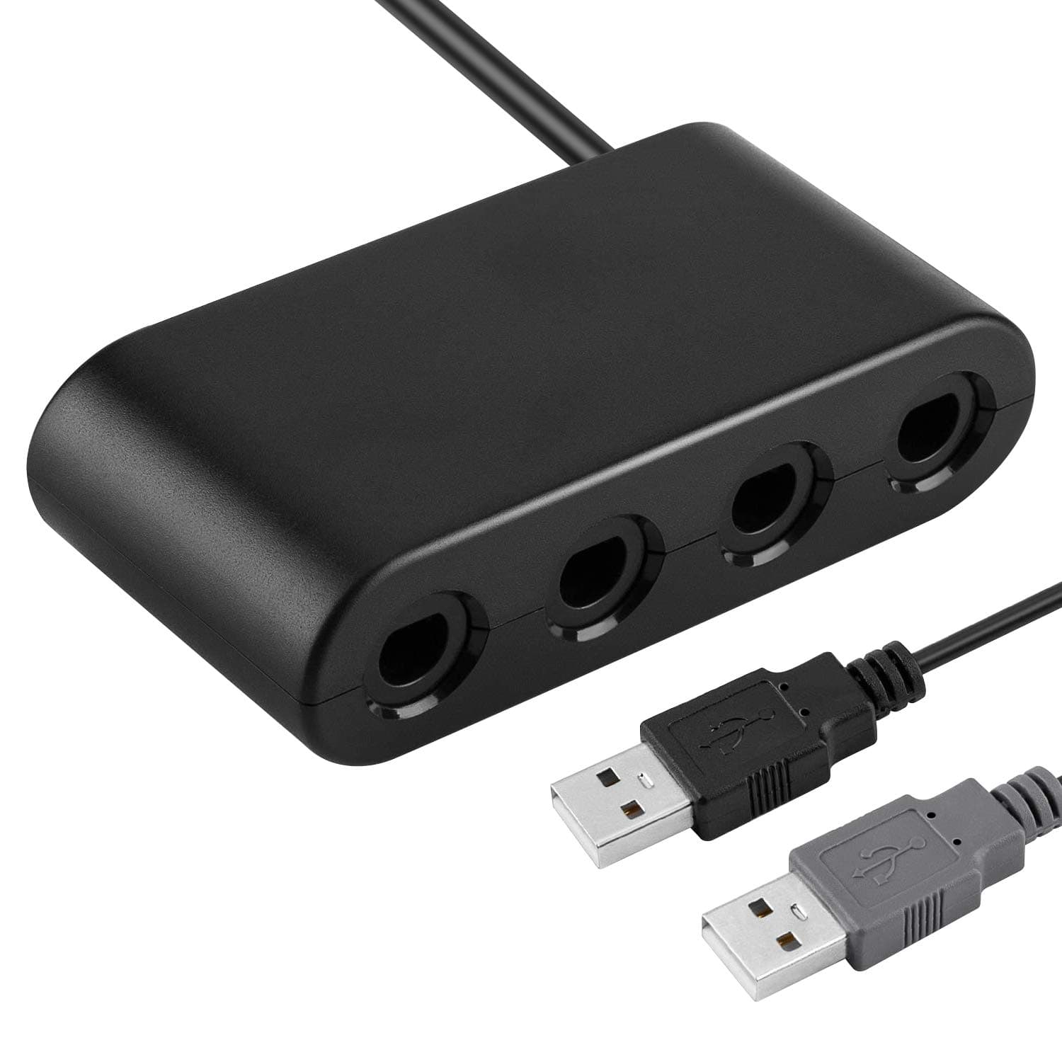 YOUKEX Wii u Gamecube Controller Adapter Switch, Super Smash Bros NGC Gamecube Adapter for Nintendo Switch, PC USB. 4 Port Black Port Gamecube Adapter