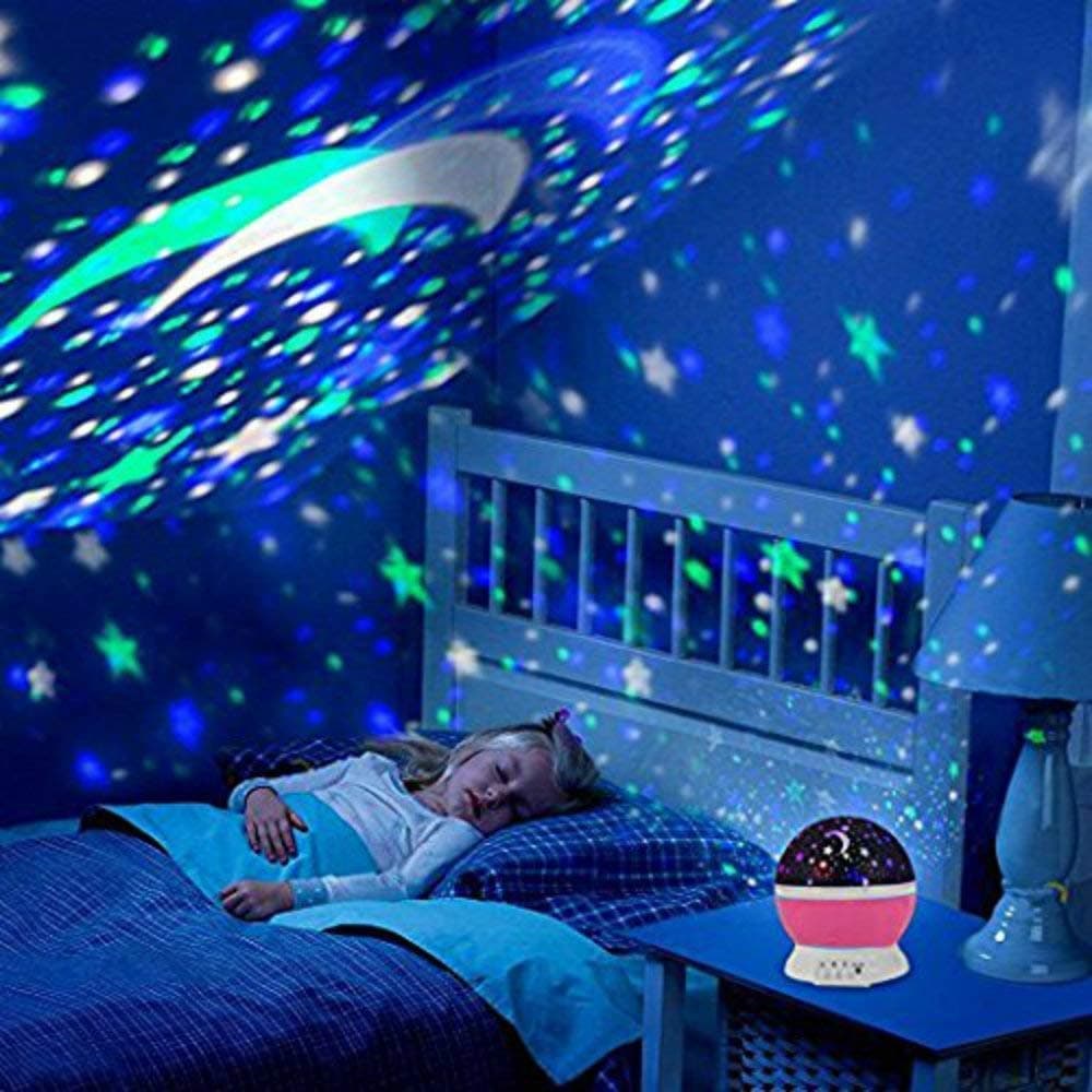 Carecroft Star Moon Master Romantic Sky Star Master Night Light Projector lamp for Children Kids Baby Sleep Lighting USB Led Projection 360 Degree Rotating Cosmos Colour Changing (Multicolour)