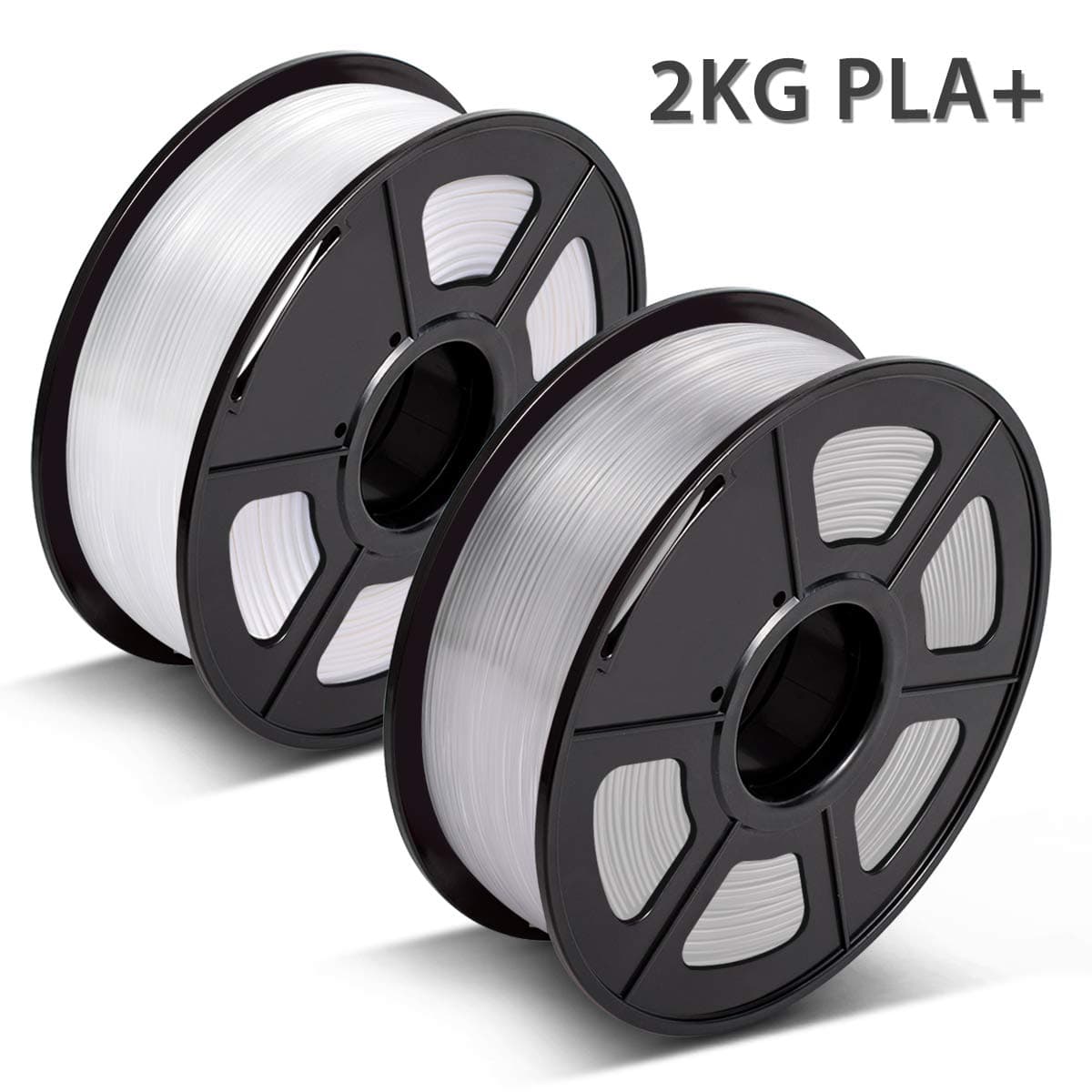 3D Printer Filament PLA Plus,1.75mm PLA Plus Filament for 3D Printers,Dimensional Accuracy +/- 0.02mm, PLA+ White & PLA Transparent,2KG(Spool),1.75mm 3D Printing Filament