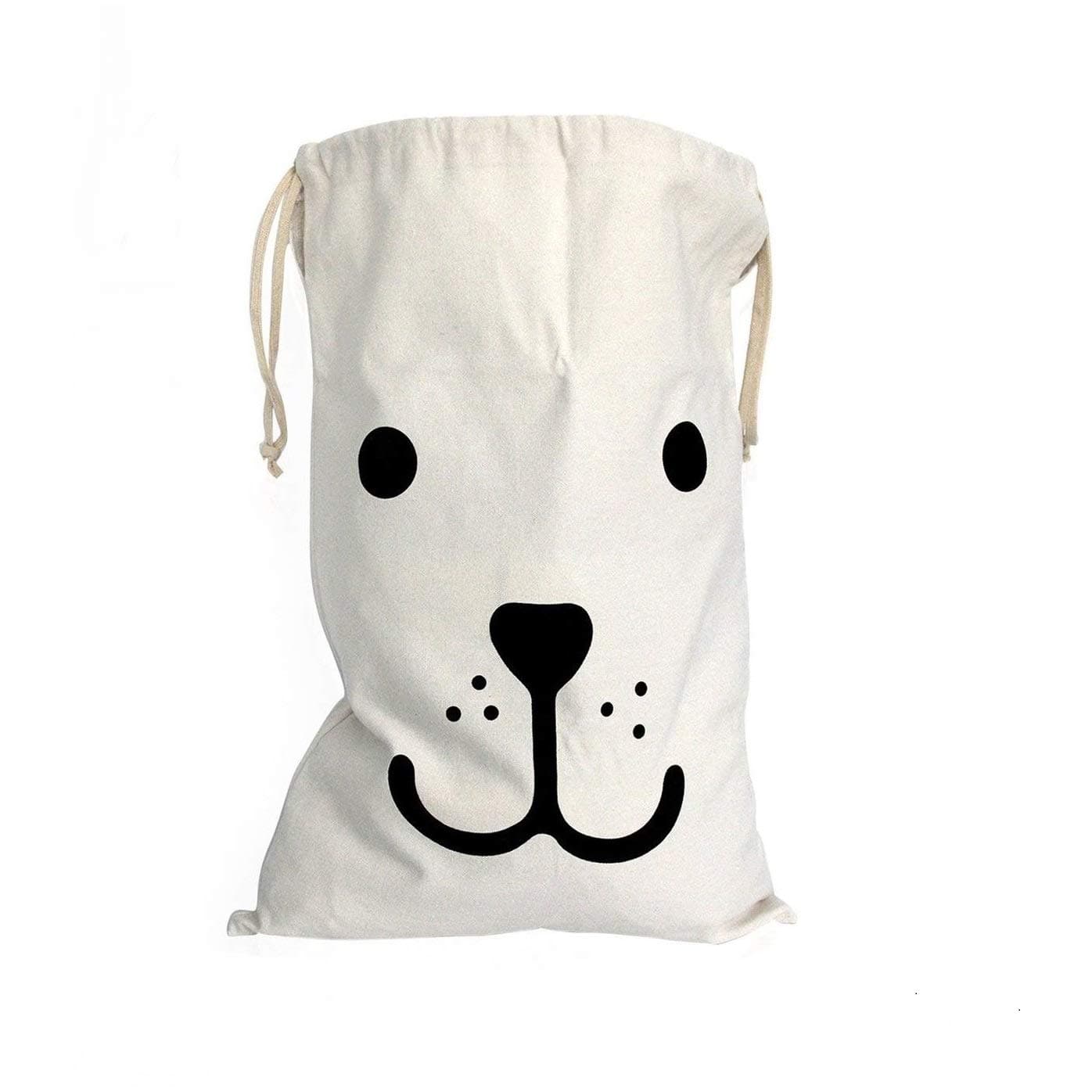Creativee Canvas Drawstring Laundry Bag Large Hanging With String Toys Storage Travel Stuff Bags Washing Machine (1 PC smile bear)