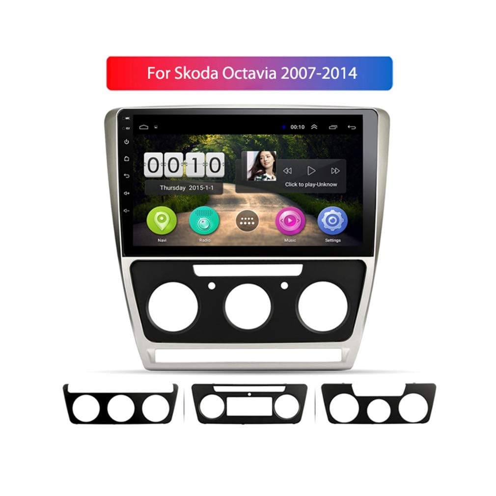JIERTYU 9 Inch Android 8.1 2.5D Tempered HD Touch Screen Radio for Skoda Octavia 2007-2014 with Bluetooth USB WiFi Support SWC, Steering Wheel Control