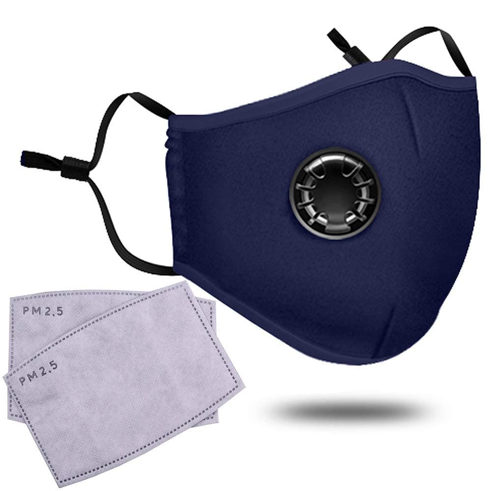 Adjustable Earloop Dustproof Face Cover,with 2 Pcs Replacement Activated Carbon Cotton Filters,Easy Breathe Reusable Washable