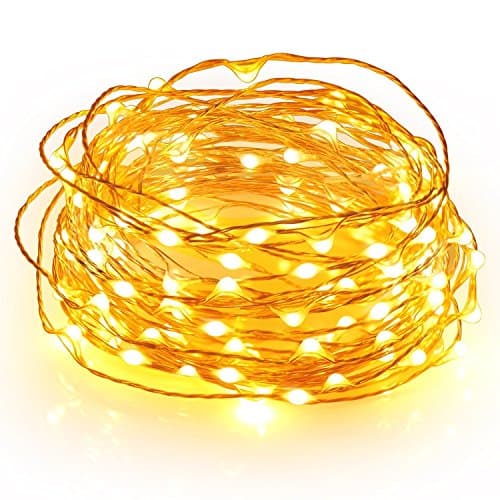 Copper Wire String Lights, Plug In Decorative LED Fairy String Starry Lights for Indoor Outdoor Bedroom Christmas Tree DIY Decorations (33ft, 100 LEDs, Warm White)
