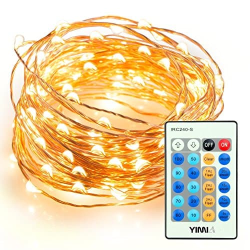 YIMIA Outdoor LED String Lights, 100LED Waterproof Starry String Lights,Copper Wire Lights for Bedroom, Patio, Party, Indoor, Christmas Tree, Decorations, Weddings (33ft , Warm White,Remote Control )