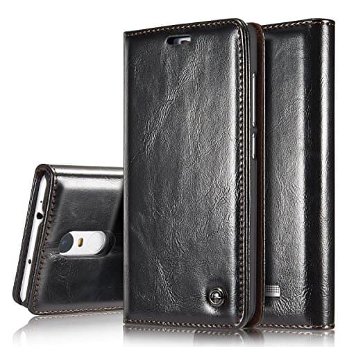 Xiaomi Redmi Note 3 Case, Premium PU Leather Book Design with Flip Cover and Stand [Credit Card Slot] Magnetic Closure Cover Case for Xiaomi Redmi Note 3 (Black)