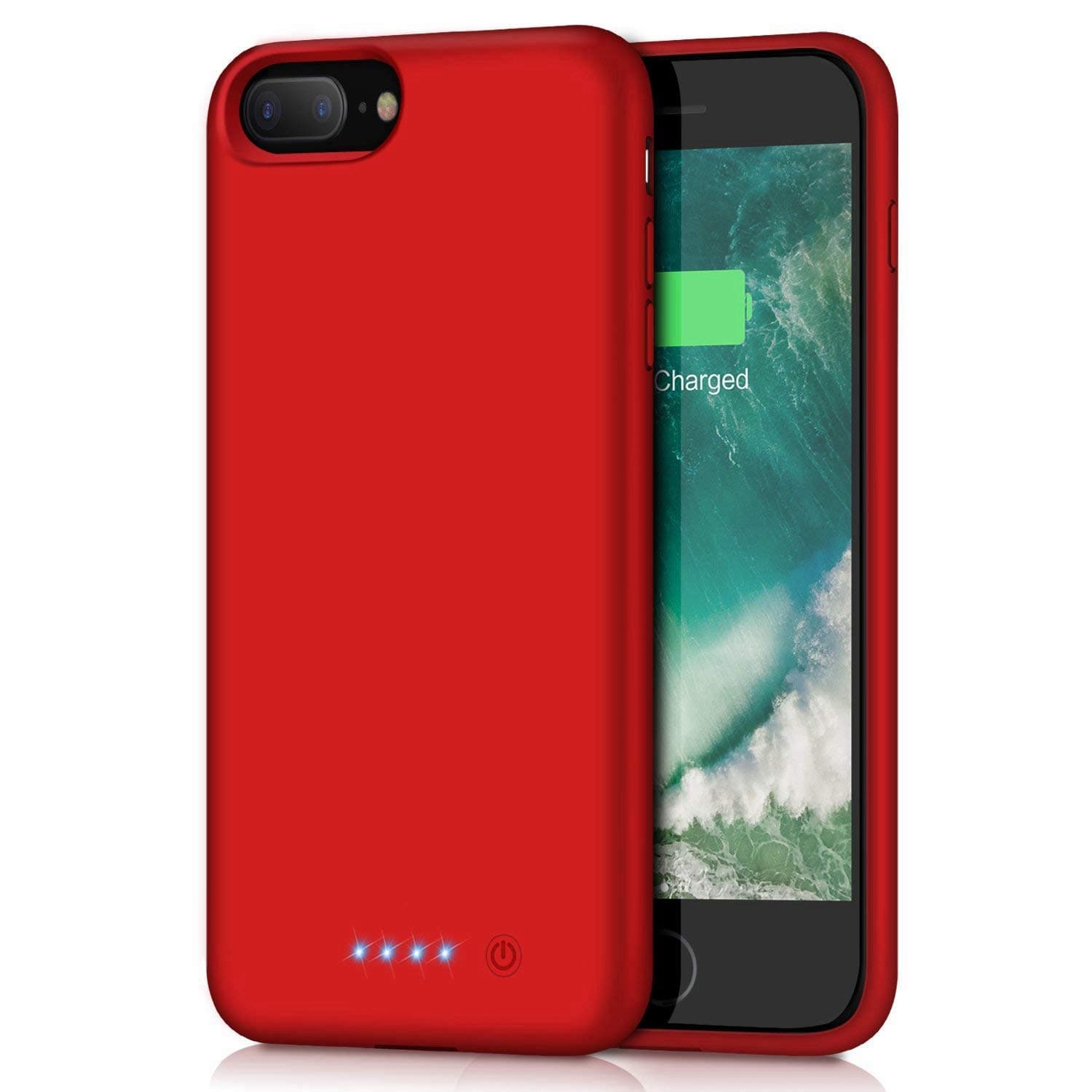 Battery Case for iPhone 8plus/7plus/6 Plus/6s Plus, Upgraded [8500mAh] Protective Portable Charging Case Rechargeable Extended Battery Pack for Apple iPhone 8plus/7plus/6 Plus/6s Plus(5.5') - Red