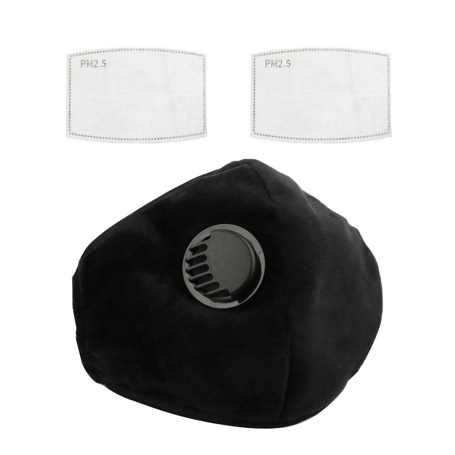 PM2.5 Activated Carbon Filter 5 Layer Replacement Protective Filter for Mask(1 Mask +2 Filters) (Black)