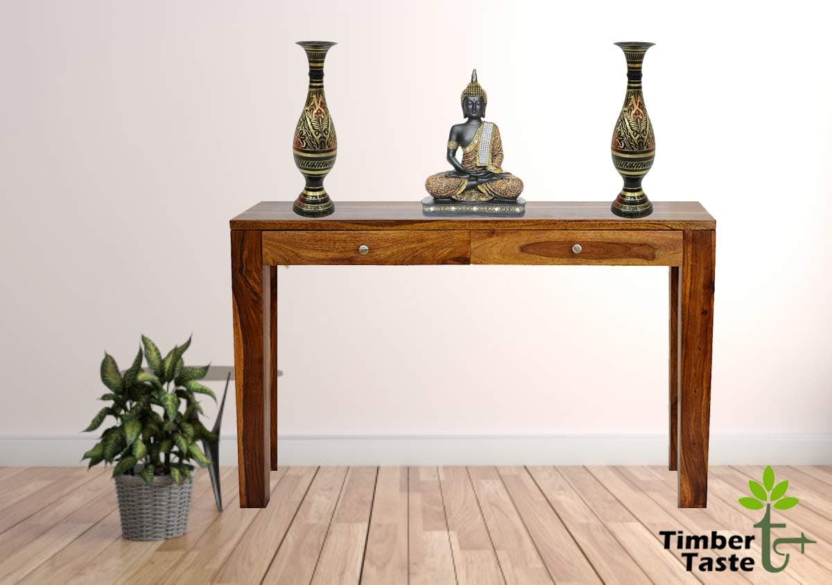 TimberTaste Sheesham Wood CONY 2 Draw Console Hall Writing Table Natural Teak Finish l Home Furniture l Decorative l…