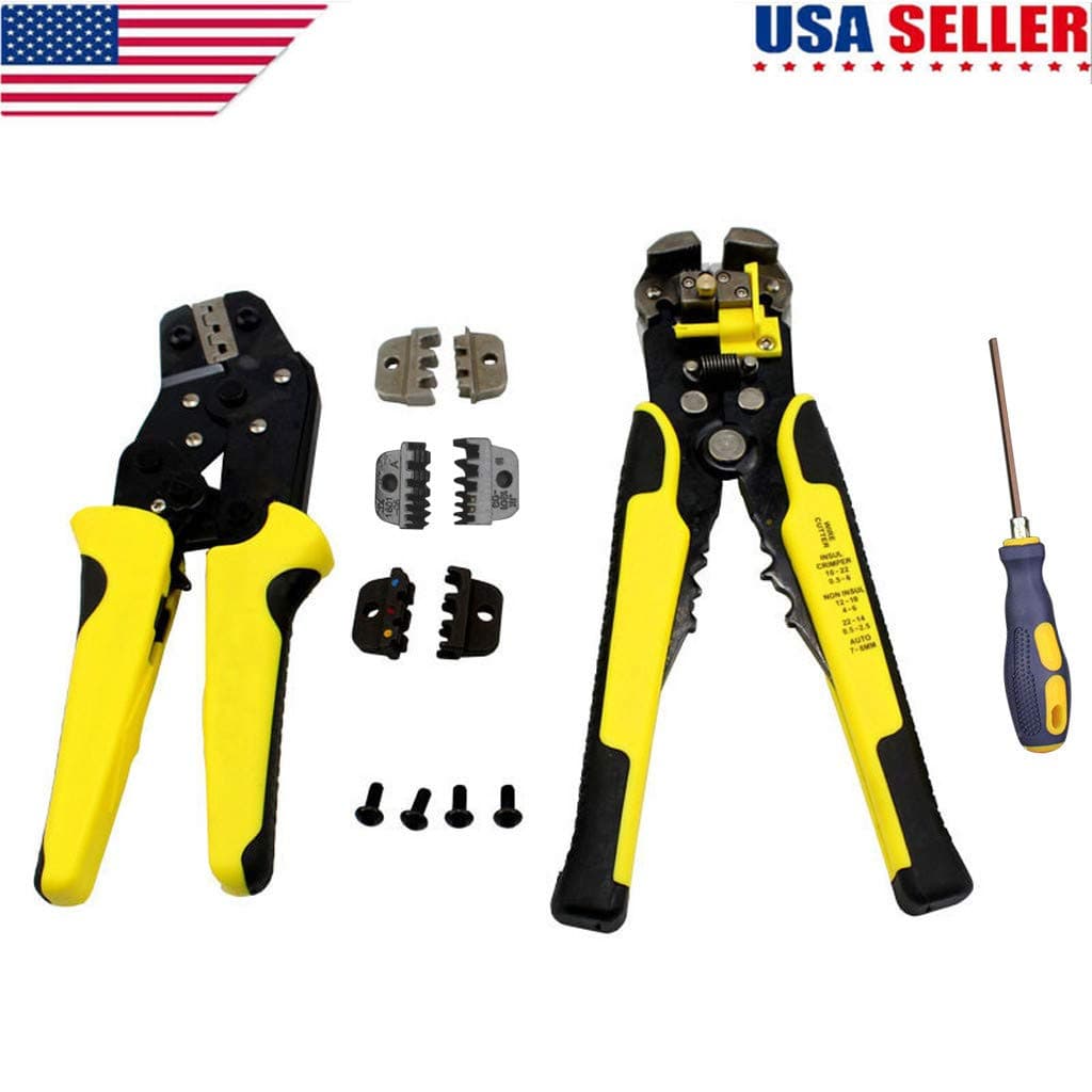 Crimp Tool Kit 0.1-6mm, 4 In 1 Wire Crimpers Ratcheting Terminal Crimping Pliers Cord End Terminals Tool,Shipped from the USA