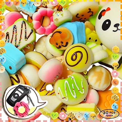 Dingeter Food Sqiushy Random Mini Soft Squishy Panda Bread Bun Phone Straps Charm Gift 30 PCS