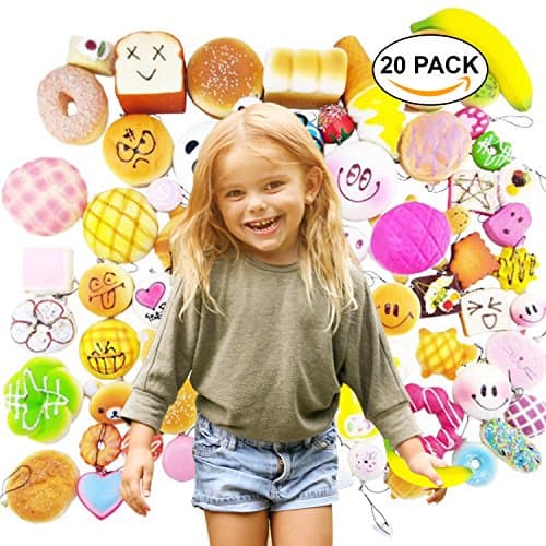 [UPGRADED EDITION] Random 20 pcs squishies Jumbo Medium Mini Soft Squishy Cake/Panda/Bread/Buns Phone Straps Good Smell by Fishy Squishy
