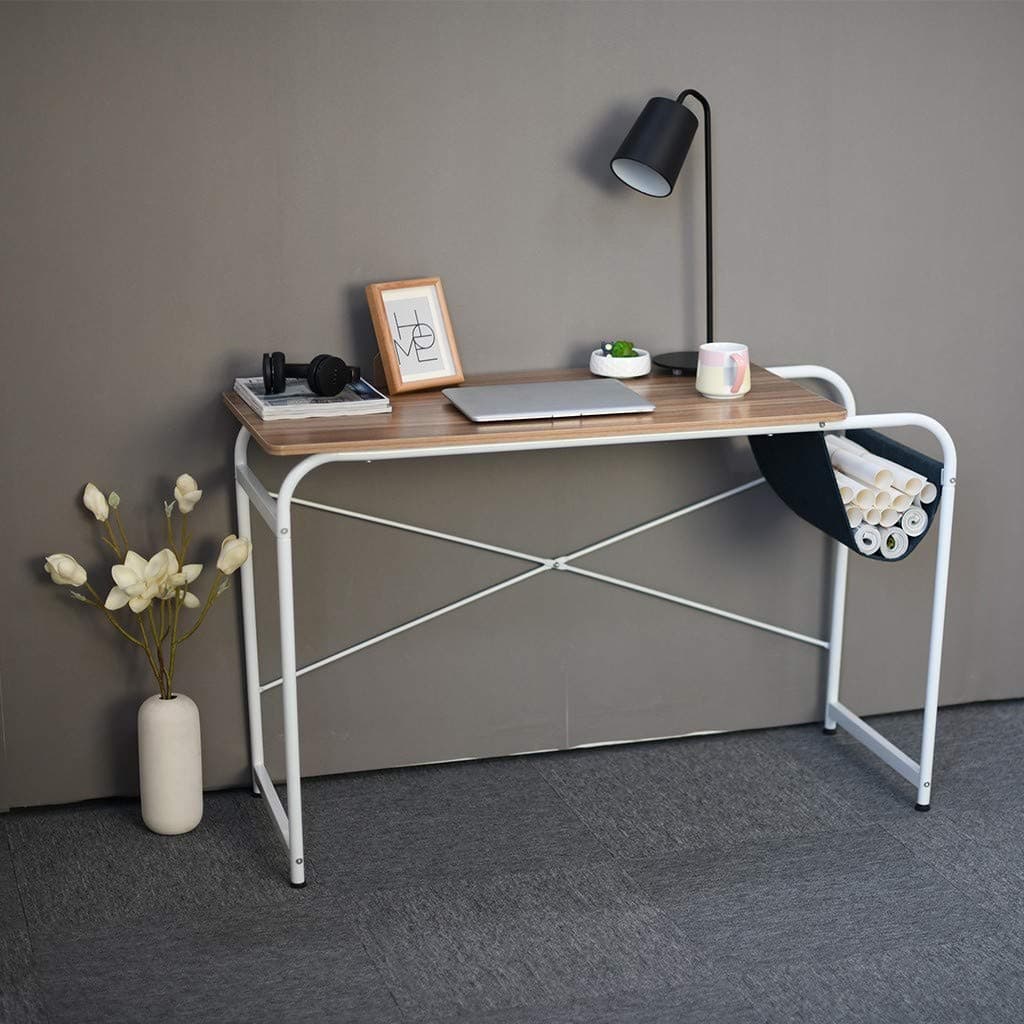 Simple Household Desktop Computer Desk Laptop Study Table Office Work Desk with Cloth Bag Storage Writting Computer Table (Coffee)