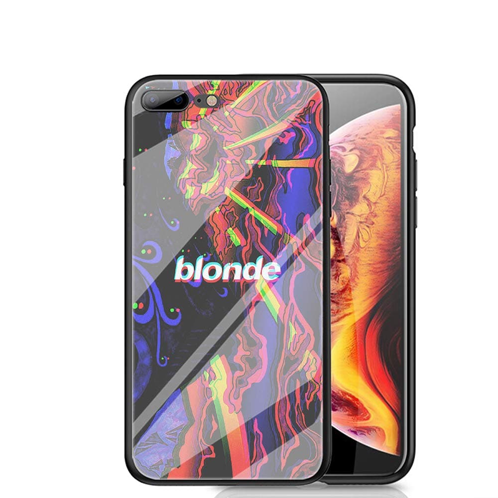 RUIWEI RWNO-252 Frank Ocean Rapper Designed for iPhone 7 Plus/8 Plus Case,Tempered Glass Back Cover and Black Anti-Scratch Shock Absorption Cover Case