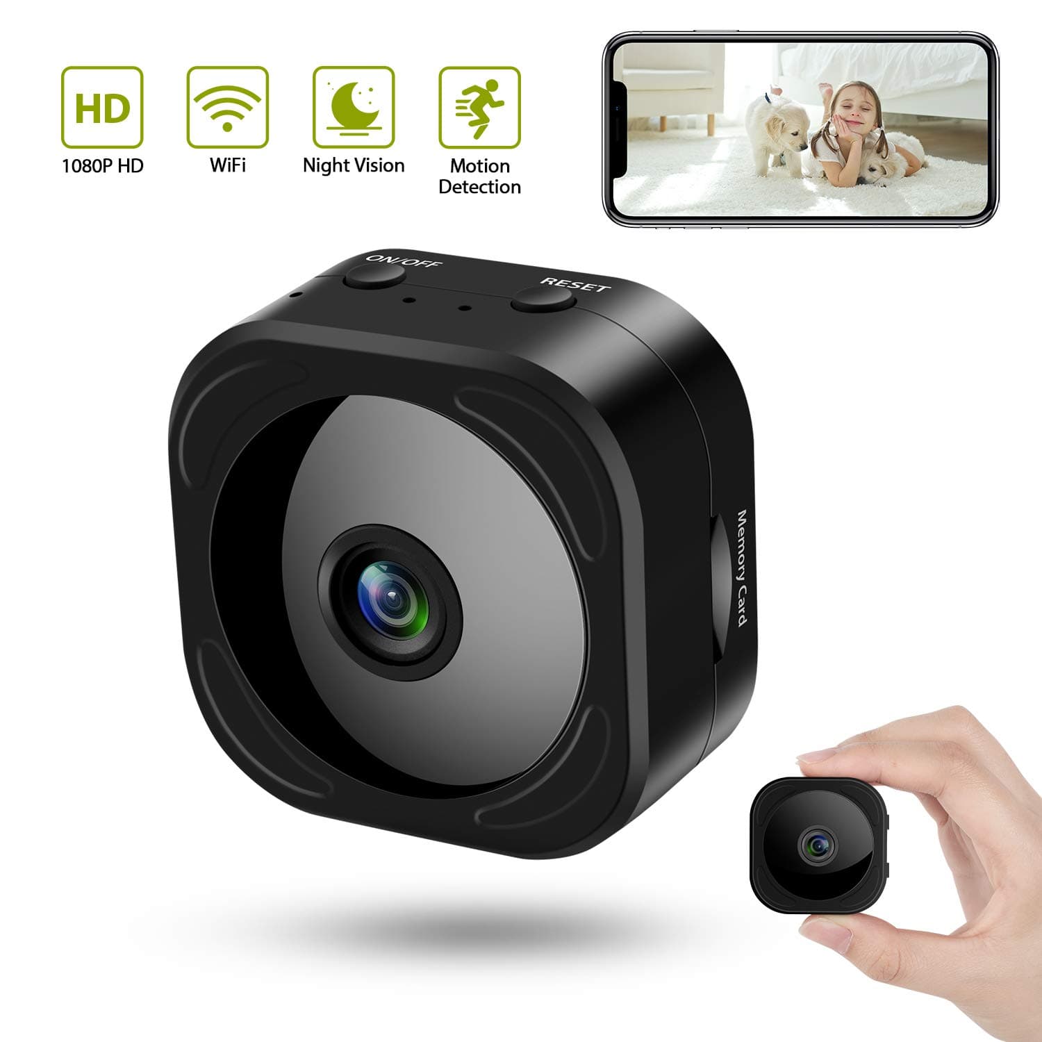 Hidden Camera Wireless 1080P WiFi Mini Camera with Motion Detection Night Vision as Nanny Baby Cam Security Video Recorder for Home Office Indoor with Remote Monitoring for iPhone/Android Phone/iPad