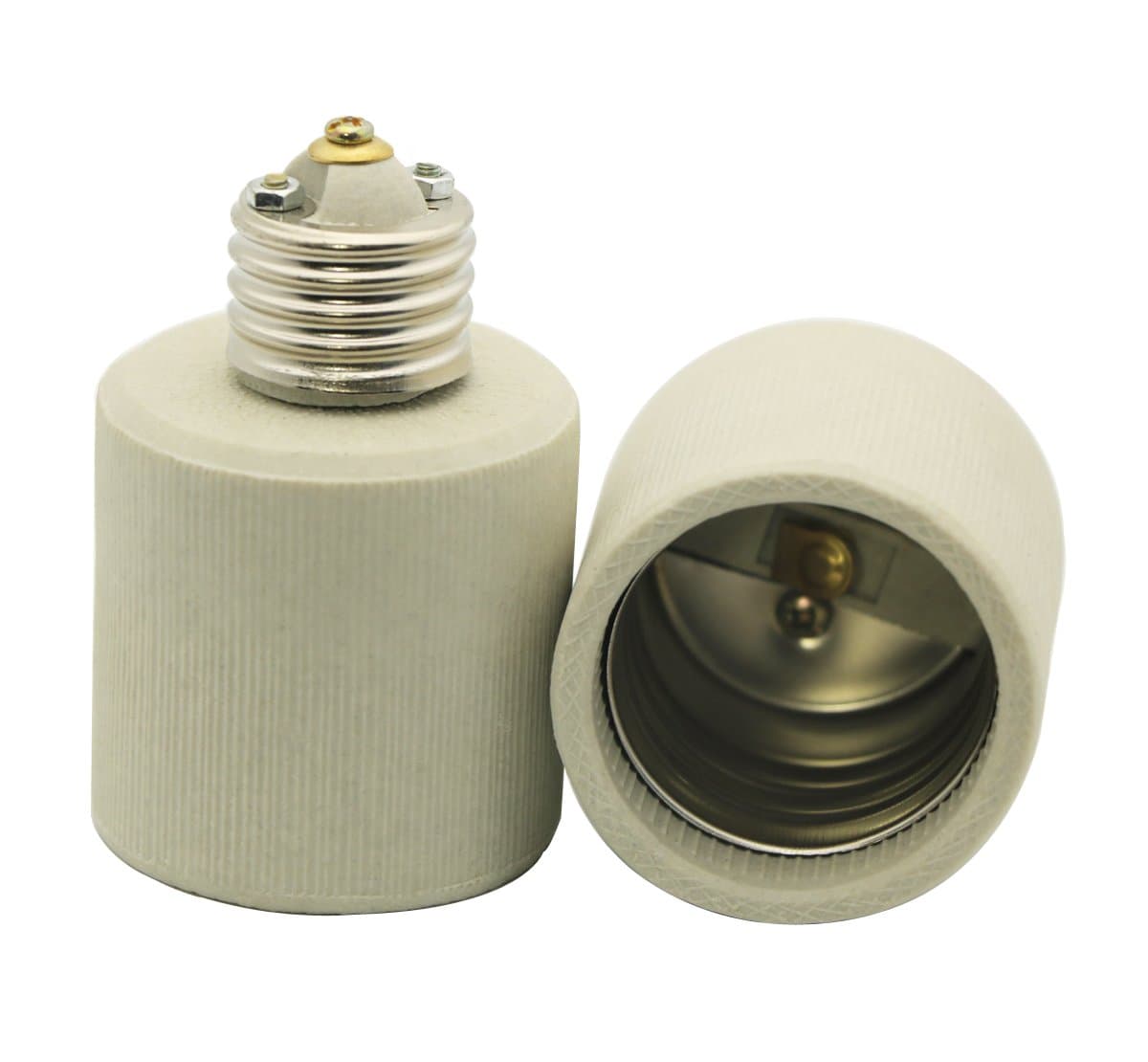 2 Packs Ali Tronics E26 to E39 Adapter (Medium Base E26 to Mogul Base E39), Ceramic Material-high Voltage and High Temperature Resistant,E26 Socket