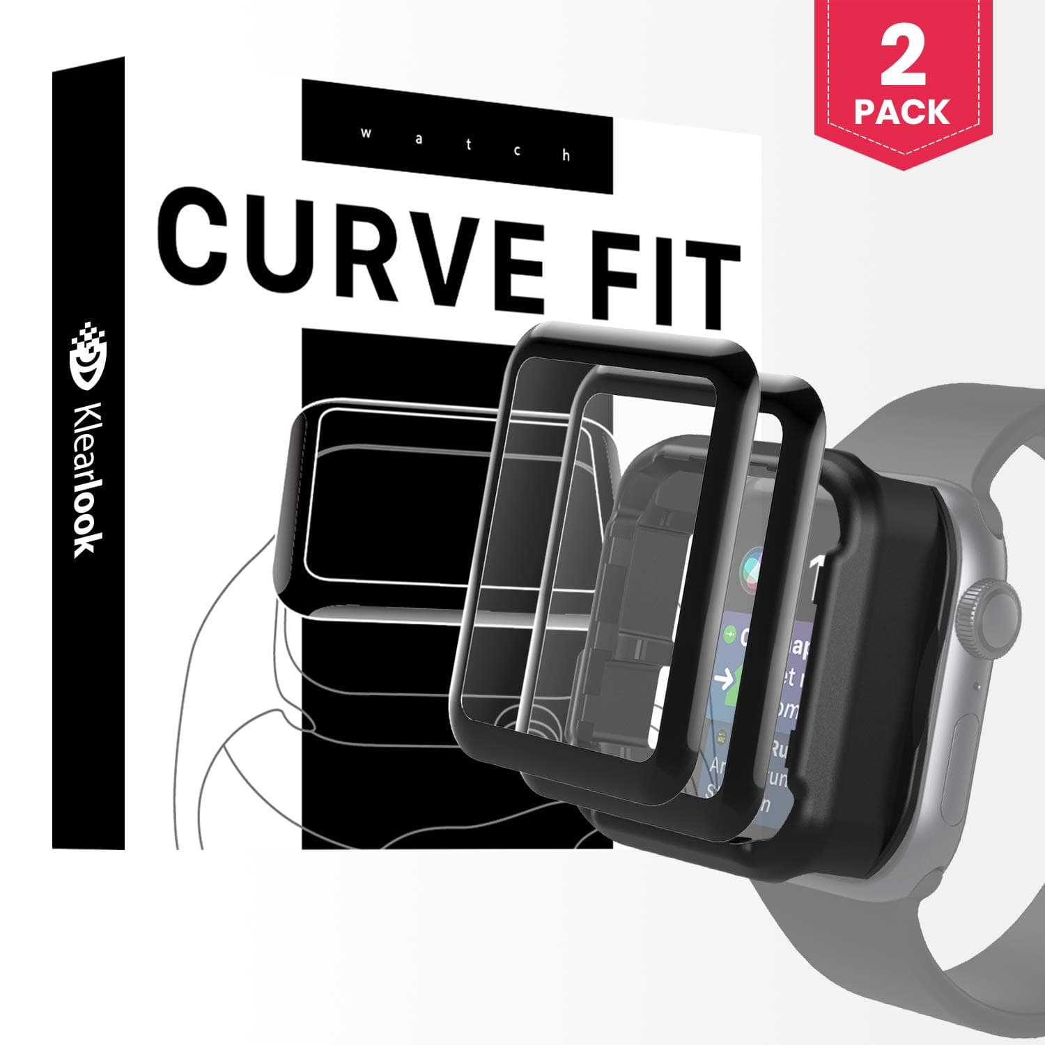 Klearlook (2 Pack 3D Full Cover Screen Protectors for iWatch 40mm (Series 4/5) with Install Tool, Edge to Edge Cover Clear Shock-Proof (Ceramic Shield) Screen Film Compatible with Apple Watch (40mm)