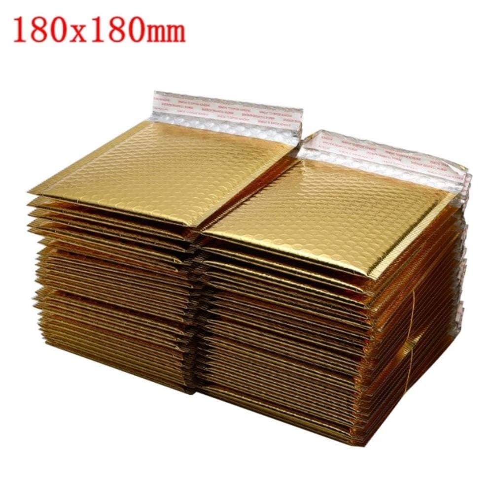 50 PCS/Lot Different Specifications Gold Plating Paper Bubble Envelopes Bags Mailers Padded Shipping Envelope Bubble Mailing Bag,180x180mm Gold