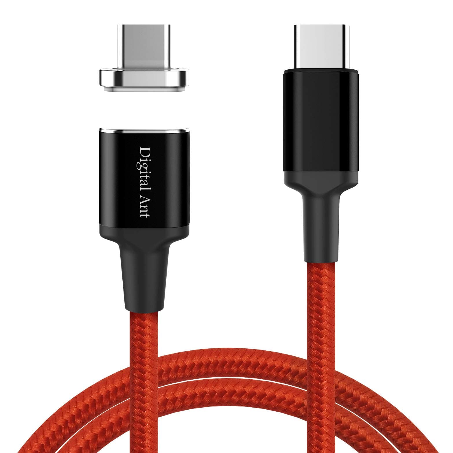 Digital Ant 6 Ft Magnetic USB-C to USB-C Charging/Data Sync Cable Rated Power 100W(5A20V) Magnetic USB C Cable with PD Protocol Compatible with USB C Laptop and/or Mobile Devices (6ft-Red)