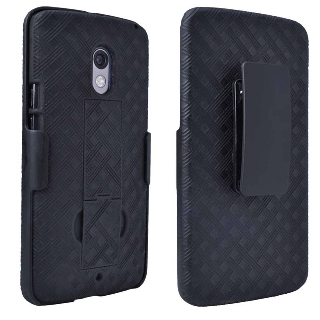 Rome Tech Holster Case with Belt Clip for Droid Maxx 2 / Moto X Play - Slim Heavy Duty Shell Holster Combo - Rugged Phone Cover with Kickstand Compatible with Droid Maxx 2 - Black