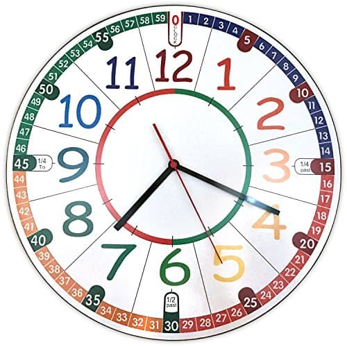 Teaching Clock For Kids, Large Decorative Wall Clock Makes Teaching Time Fun And Easy.