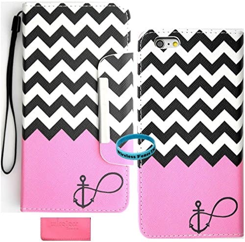 iPhone 6S Case iPhone 6 Case, Wireless Fones TM Leather P U Wallet Phone Case [Card Slot] [Flip] [Wallet] Carry-All Case - for Apple iPhone 6 and iPhone 6S Devices (PB Anchor Chevron)