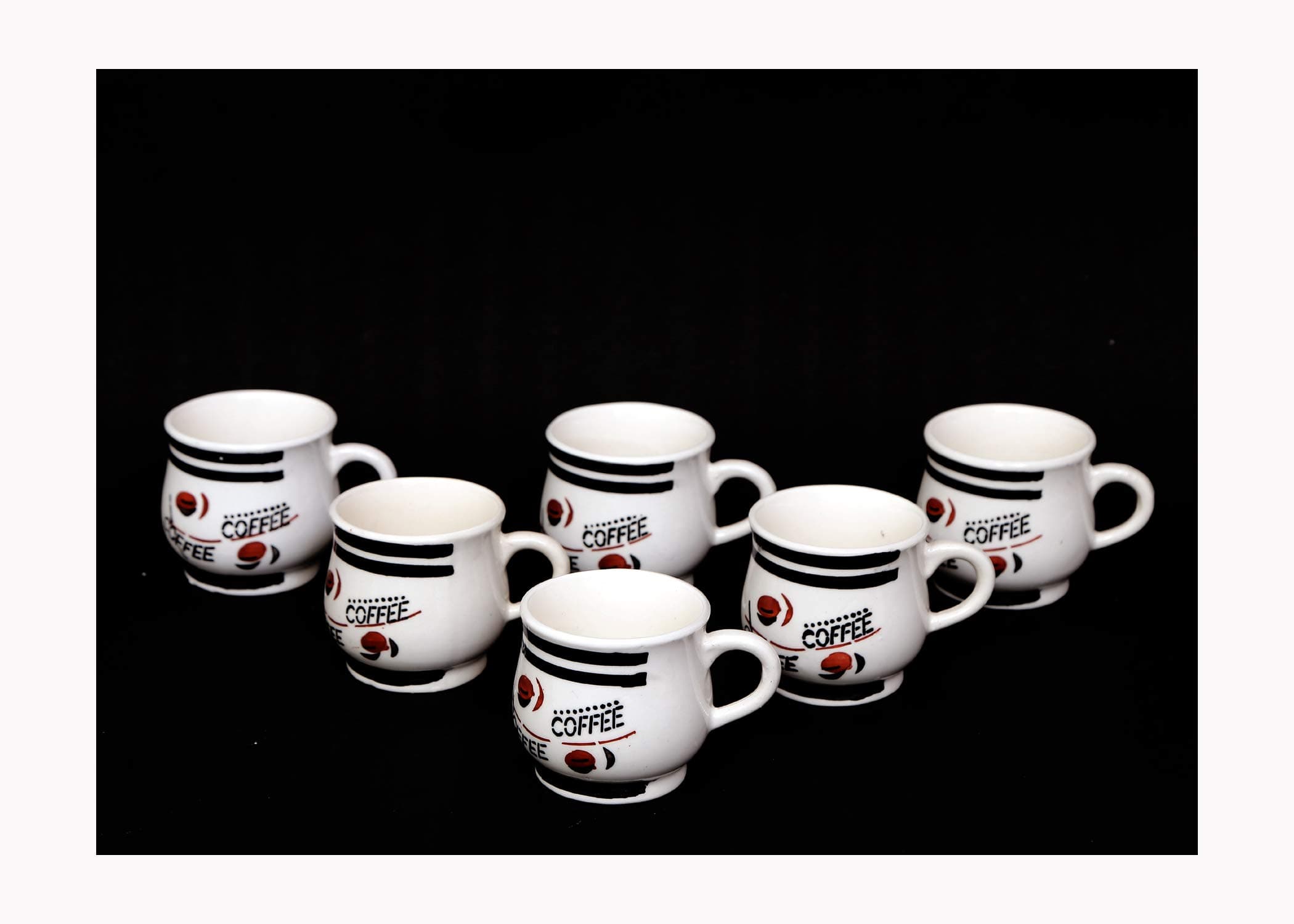 Nirganth Bone China Coffee Mug Set, 220ml/6.6cm, Set of 6, Multicolour