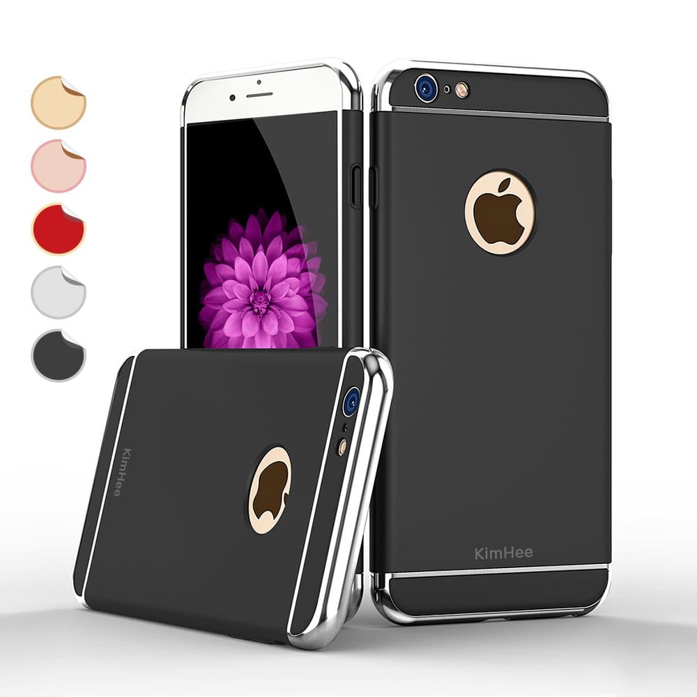 iPhone 6 plus case, KimHee 3 in 1 Ultra Thin Slim Design Hybrid Case [Metal Textured Grip] Anti-Slip Skin [PC Hard Back Cover] & Matte Touch for iphone 6 plus and iphone 6s plus (5.5inch)-Black