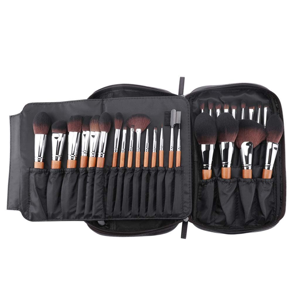 MSQ® Makeup Brushes Set 28pcs Professional Makeup Brushes with Makeup Bag, Soft Synthetic Hair, Foundation Brush, Powder Brush, Eye Brush, Lip Brush, Concealer Brush - Silver & Black