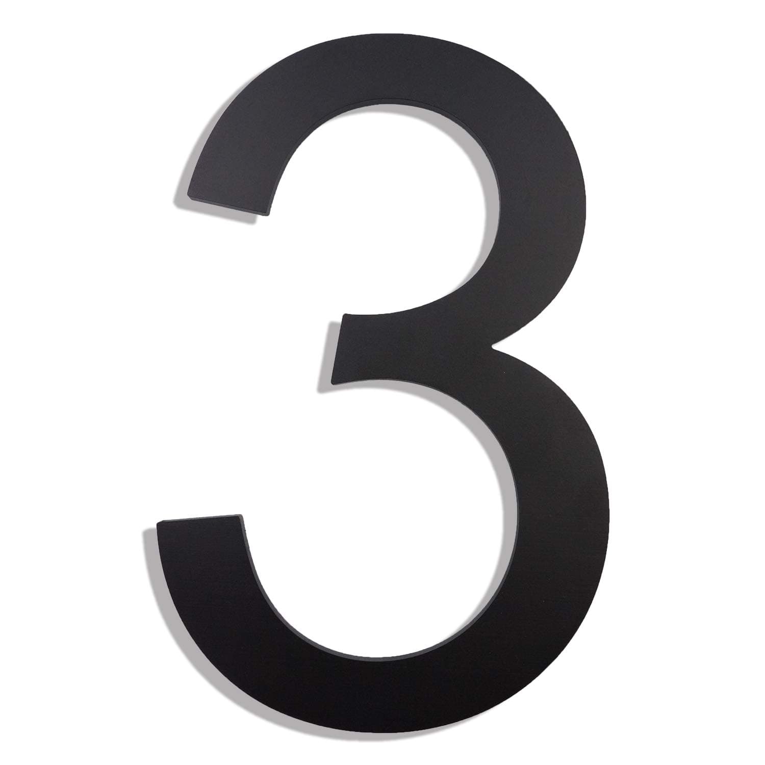 Modern House Numbers -8 Inch High Floating Solid 304 Stainless Steel Address Number, Elegant Black Finished, Number 3