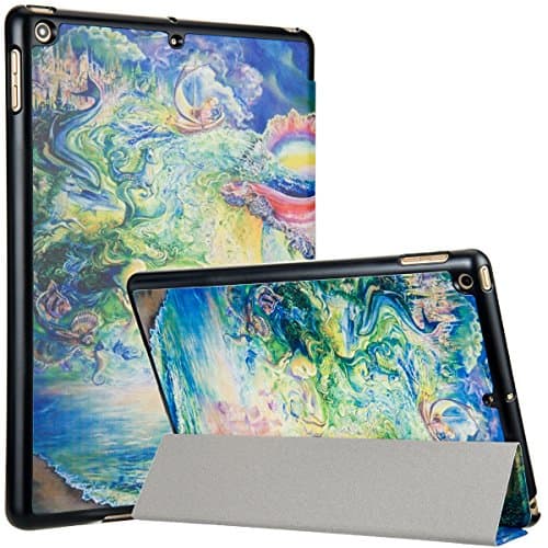 GARUNK iPad 2017 iPad 9.7 inch Case, Lightweight Smart Case Trifold Stand w/ Auto Sleep / Wake Function, Microfiber Lining, Hard Back Cover for Apple iPad 9.7-inch, Sea Girl