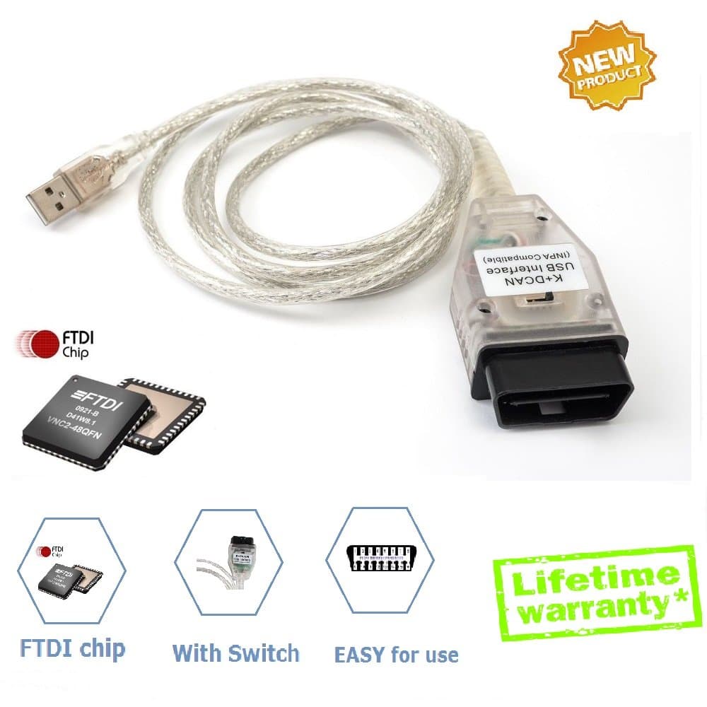 Goldplay INPA K+ DCAN Ediabas coding interface cable switch FT232RQ OBDII for BMW R56 E87 E93 E70 from 1996 to 2008