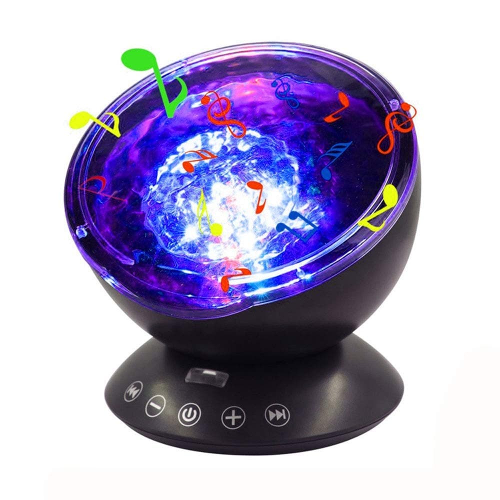 Ocean Wave Night Light Projector, Remote Control Projection lamp Rotation Projector Light, 12 LED 7 Colors with Built-in Speaker for Adults and Kids XYJGWXDD