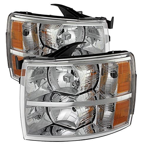 Jdragon for Chevy 2007-2014 Silverado Chrome Clear Replacement Headlights 1500 2500 3500